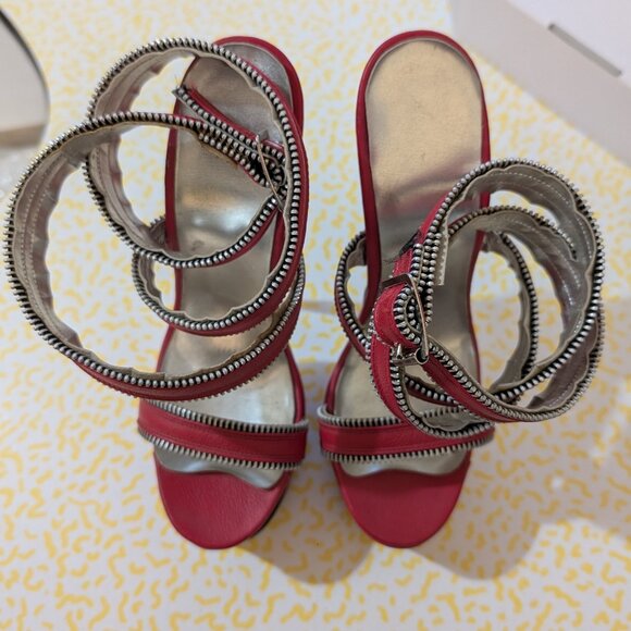 Vintage LSB Custom Red Leather Stiletto Platforms Size 6 - Picture 5 of 9